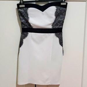 Tally Weijl Strapless White and Black Dress